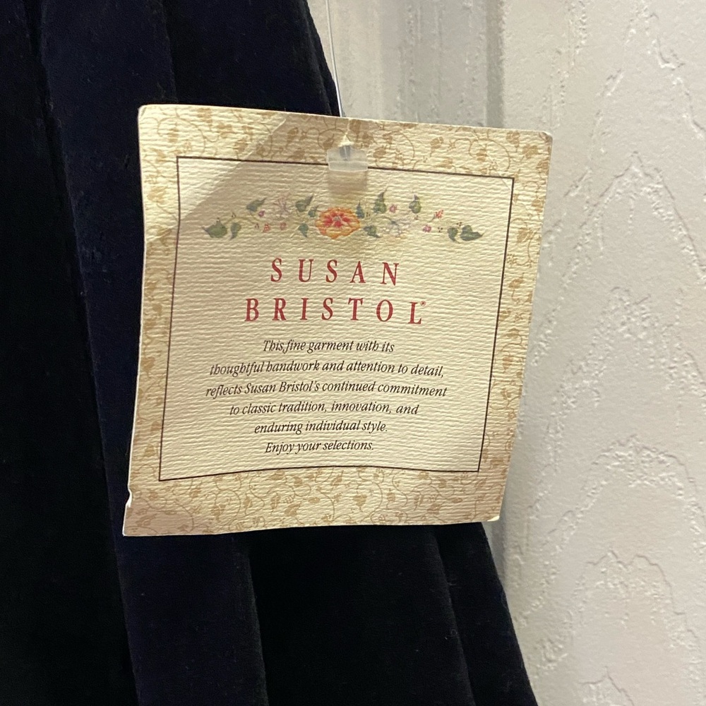 🆕 DEAD STOCK! VINTAGE SUSAN BRISTOL Black Velvet Embroidered Maxi Skirt 6 - Picture 5 of 9